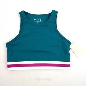 Anthropology Wilo The Label Sports Bra Small Contour Green White And Pink Band